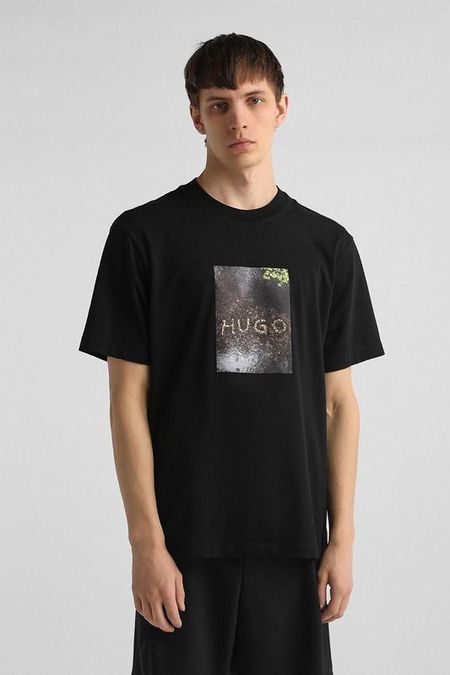 Футболка хлопковая с принтом HUGO