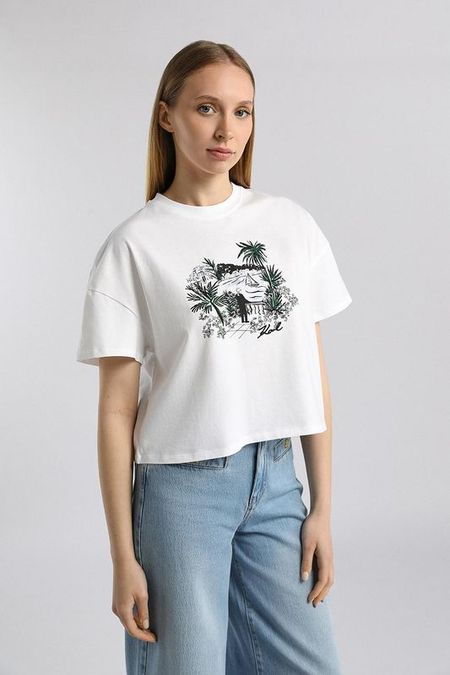 Футболка хлопковая с принтом Karl Lagerfeld