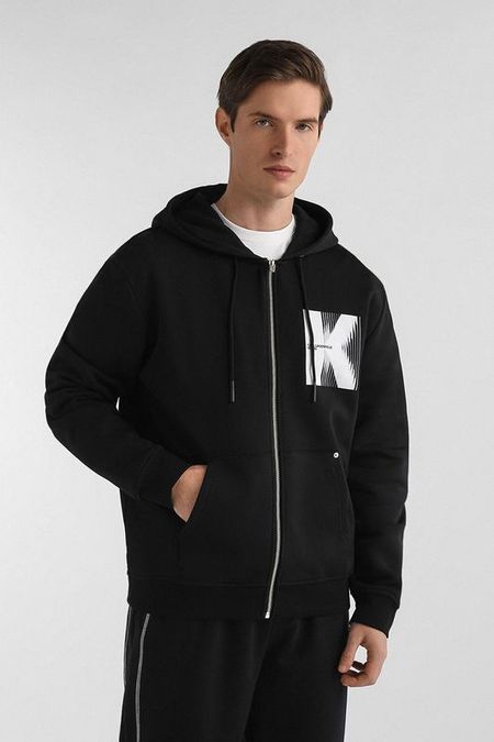 Толстовка хлопковая на молнии с капюшоном Karl Lagerfeld Jeans