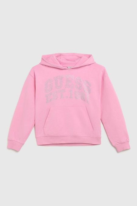 Худи хлопковое с логотипом из страз Guess