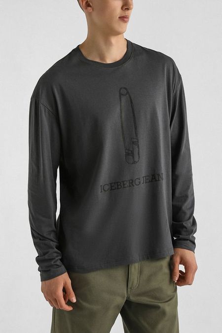Лонгслив хлопковый с принтом Iceberg Jeans