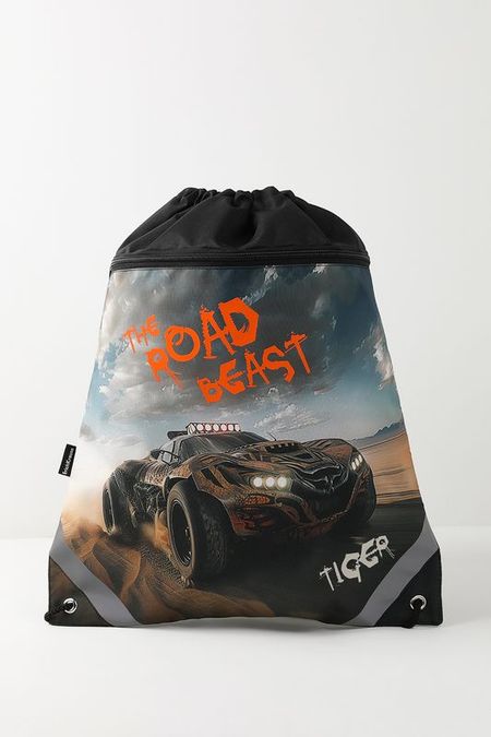 Мешок для обуви с карманом на молнии Road Beast ErichKrause