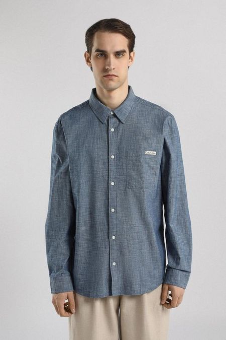 Рубашка хлопковая прямого кроя Calvin Klein Jeans
