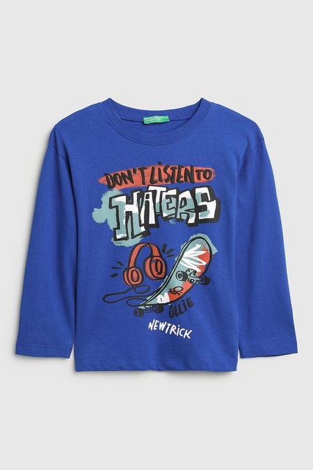 Лонгслив хлопковый с принтом Benetton