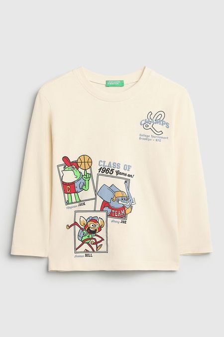Лонгслив хлопковый с принтом Benetton