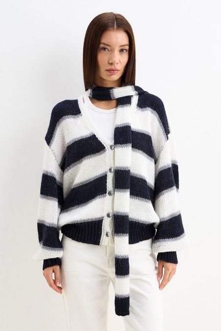 Кардиган с шарфом в полоску Marhatter