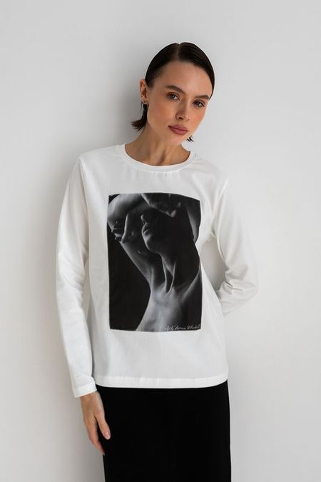 Лонгслив хлопковый с принтом Руки вверх ARTOGRAPH