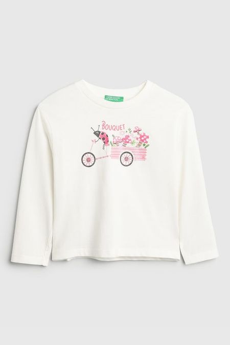Лонгслив хлопковый с принтом Benetton