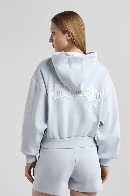 Толстовка хлопковая на молнии с капюшоном Guess