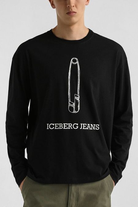 Лонгслив хлопковый с принтом Iceberg Jeans