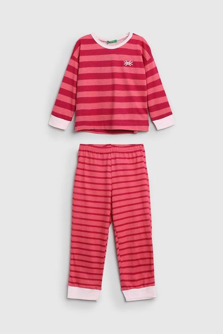 Пижама из смесового хлопка в полоску Benetton Undercolors