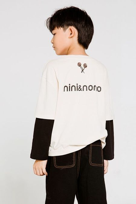 Лонгслив хлопковый с эффектом 2в1 nininono