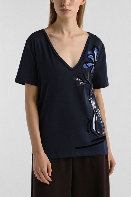 Футболка хлопковая с принтом Desigual