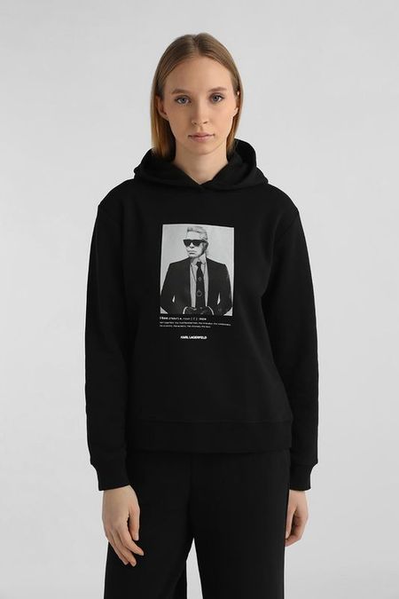 Худи хлопковое с принтом Karl Lagerfeld