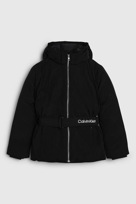 Куртка утепленная с капюшоном и поясом Calvin Klein Jeans