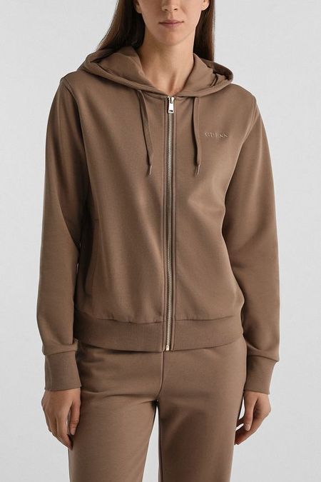 Толстовка хлопковая на молнии с капюшоном Guess