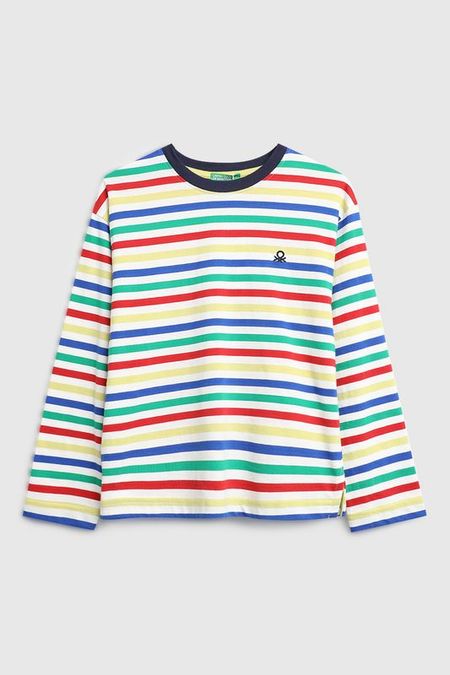 Лонгслив хлопковый в полоску Benetton