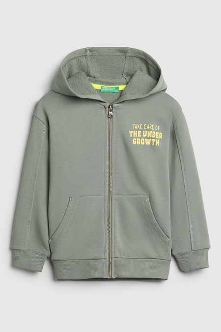 Толстовка хлопковая с капюшоном на молнии Benetton