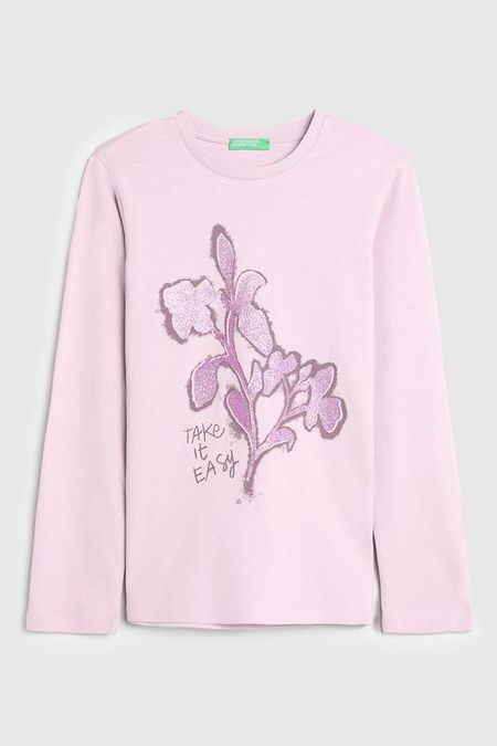 Лонгслив хлопковый с принтом Benetton