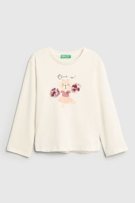 Лонгслив хлопковый с принтом Benetton