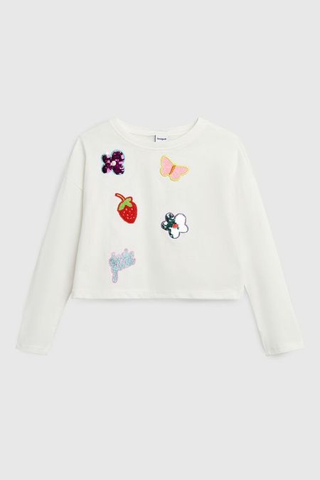 Лонгслив хлопковый с аппликациями Desigual