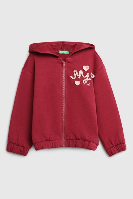 Толстовка хлопковая с капюшоном на молнии Benetton