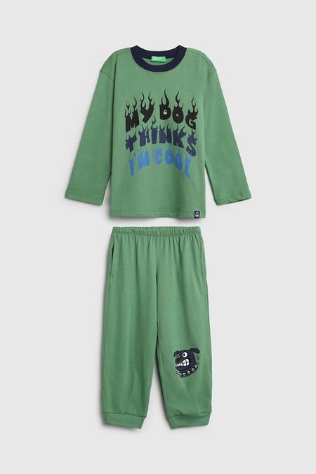 Пижама хлопковая с принтом Benetton Undercolors
