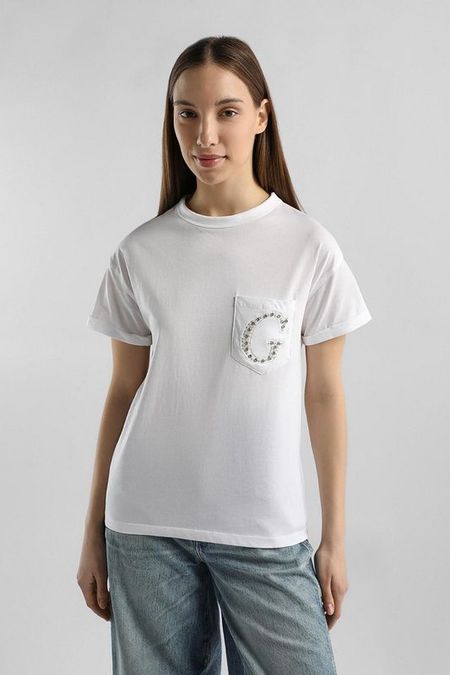 Футболка хлопковая со стразами Guess
