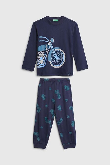 Пижама хлопковая с принтом Benetton Undercolors
