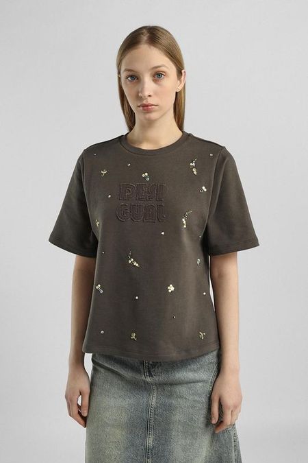 Футболка хлопковая с декором Desigual