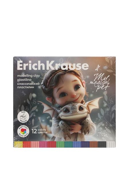 Пластилин классический 12 цветов со стеком Magic Pet ErichKrause