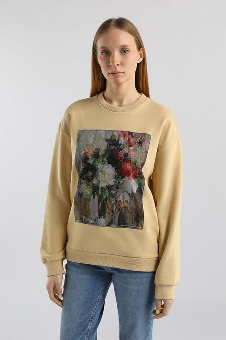 Свитшот хлопковый с принтом Цветы ARTOGRAPH