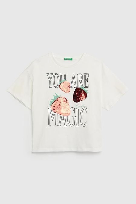 Футболка хлопковая с принтом Benetton