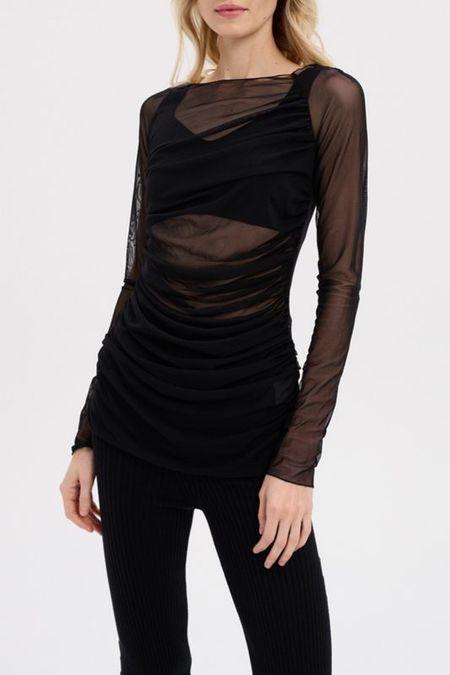 Футболка из тюля со сборкой Woolook