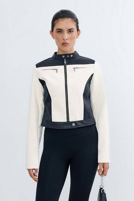 Куртка из искусственной кожи укороченная TOPTOP