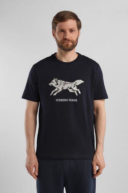 Футболка хлопковая с принтом Iceberg Jeans