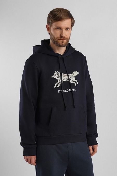 Худи хлопковое с принтом Iceberg Jeans