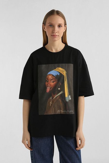 Футболка хлопковая с принтом Girl with Pearl Earring ARTOGRAPH