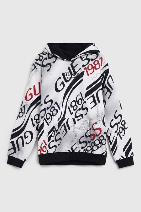 Худи хлопковое с принтом Guess