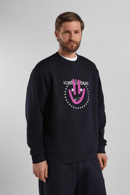 Свитшот хлопковый с принтом Iceberg Jeans