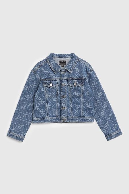 Куртка джинсовая с принтом из логотипов Guess