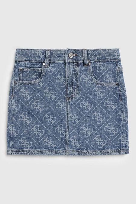 Юбка джинсовая с принтом из логотипов Guess