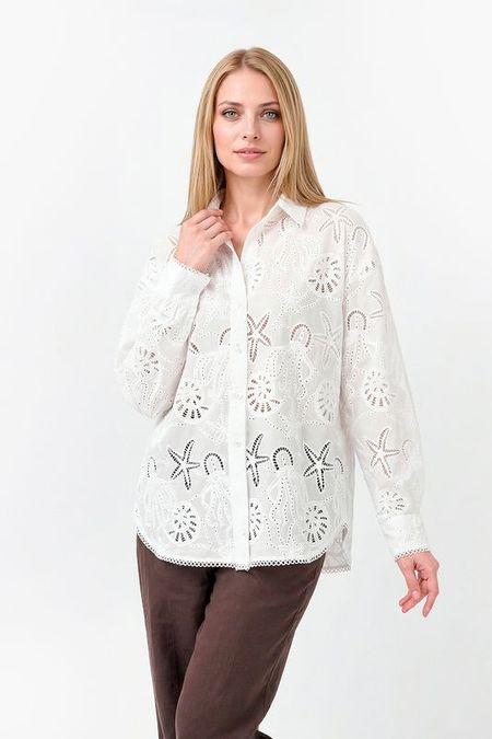 Рубашка хлопковая с шитьем FABRETTI