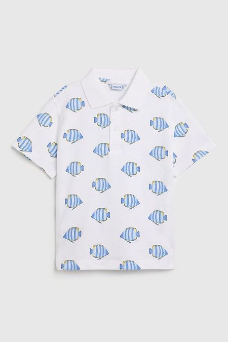 Поло хлопковое с принтом Mayoral