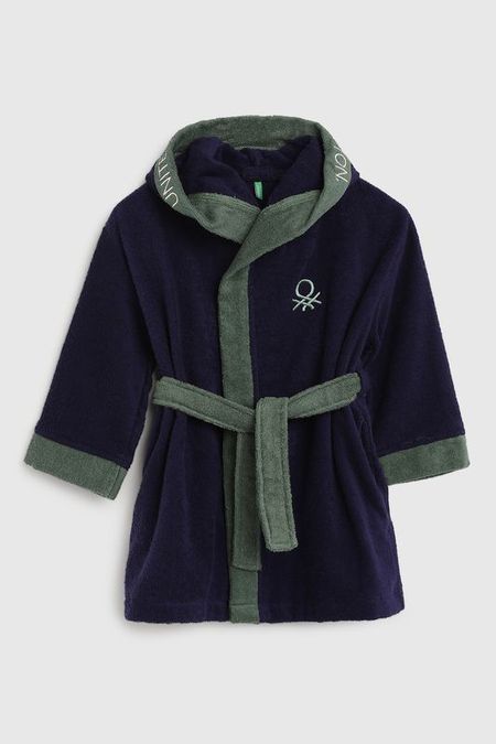 Халат хлопковый с капюшоном и поясом Benetton Undercolors