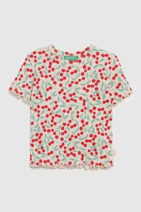 Футболка хлопковая с принтом Benetton