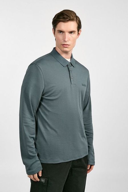 Поло хлопковое с длинным рукавом Calvin Klein