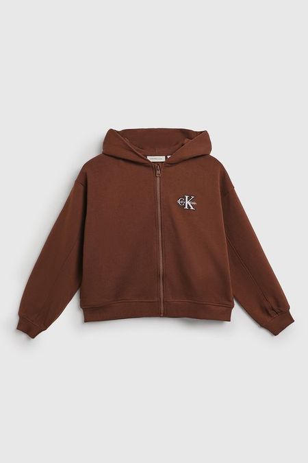 Толстовка хлопковая с капюшоном на молнии Calvin Klein Jeans