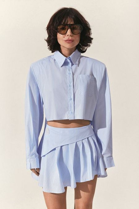 Рубашка хлопковая укороченного кроя TOPTOP