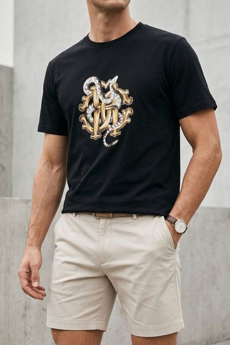 Футболка хлопковая с принтом Roberto Cavalli